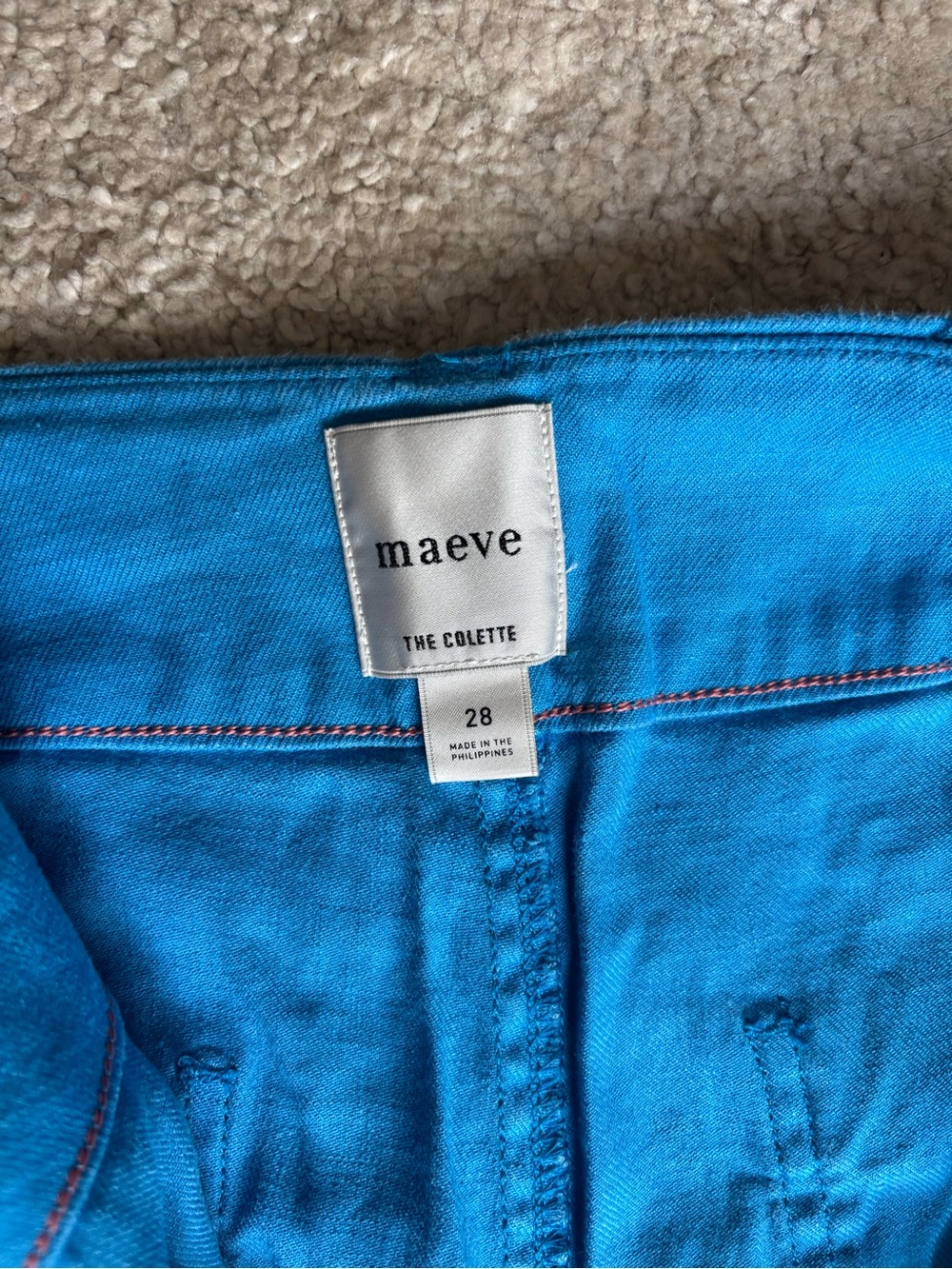 Maeve Turquoise Wide-Leg Pants with Contrast Stitching - Picture 2 of 3